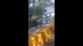 Clown mascot loses balance and tumbles in Mexico