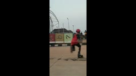 Boy narrowly avoids accident while roller skating in Abakaliki, Nigeria