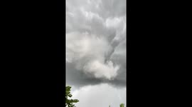 Intense swirling storm clouds create panic in West Java, Indonesia