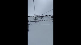 Snowboarder Smooths Out T-Bar Ski Lift Ruts