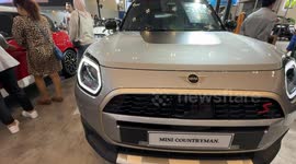 Ice BSD, tangerang selatan, Banten , Indonesia : Although mini cooper cars expensive, it have its own market in Indonesia, visitors at the Gaikindo jakarta auto week 2025 still interesting and fascinated with the luxury of the car that have gasoline and e
