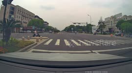 Motorbike collision caught on dashcam in Zhejiang, China