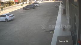 Man trips while chasing playful dog in Jiangsu, China