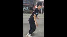 Roller skating trick goes wrong in Inner Mongolia, China