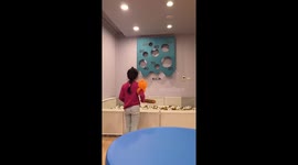 Playtime mishap as niece falls into ball pit in Anhui, China