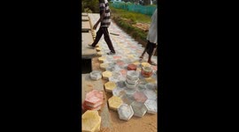 Road Construction layer process with interlocking paver block Road Interlock  tile laying stone in India