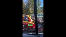 Mr. Grinch spotted on decorated three-wheeled vehicle in Tennessee, USA