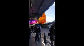 Giant sloth balloon inflated for festival in León, Guanajuato, Mexico