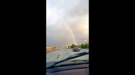 Beautiful rainbow spotted over I-10 in Banning, California, USA