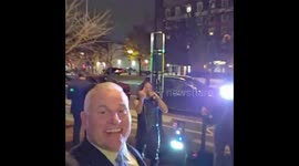 Protesters blast music and strobe lights outside dinner event in Washington, D.C., USA