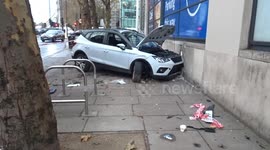 White Arona FB19 GPF stays overnight at Warwick Road accident spot with TESCO wall broken