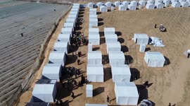 Drone shows new shelter area for children orphaned by Gaza war in Khan Younis