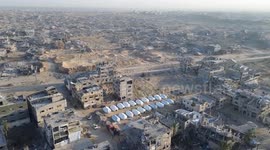 DRONE - Charity sets up tents for displaced Palestinians in Khan Yunis