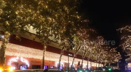 Paris Christmas windows light up Boulevard Haussmann