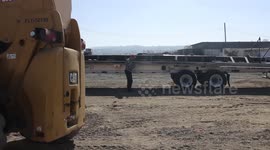 US: Concertina Wire Build Up As Task Force Personnel Unload Fence Posts At Southern Border