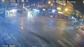 Cars collide at crossroads before spinning into cafe injuring customers