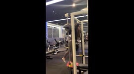 Gym mishap as phone falls during recording in Barcelona, Spain