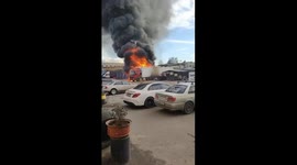 Truck explodes in parking lot in Vidnoye, Moscow, Russia