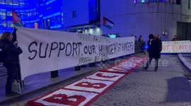 Protest in London against the BBC’s silence over the hunger strike by pro-Palestinian activists