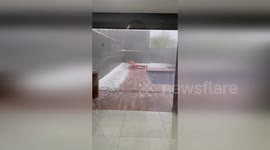Brazil: Hailstorm Pounds Backyard Pool In Ponta Grossa