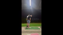 Dad accidentally hits son with a golf club while teaching him how to play