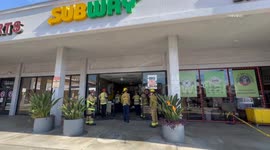 US, Los Angeles: Encino Vehicle Crashes Into Subway Restaurant