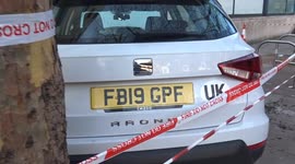 White Arona accident at Earls Court - the damaged car remains outside TESCO West Cromwell Road store for four days