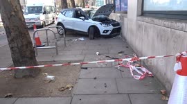 White Arona accident at TESCO West Cromwell Road - front number plate FB19 GPF disappears from crash scene