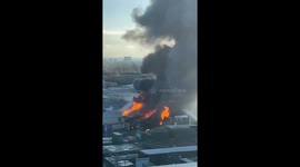 Warehouse fire with explosions in Southall, England, UK