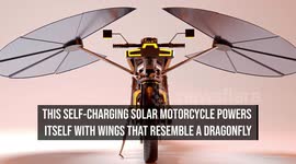 World's first self-charging motorcycle uses dragonfly-style panels to generate its own power