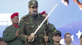 UNCAPTIONED: Maduro Brandishes Sword and Vows to Resist Any US Attempt to Overthrow His Government