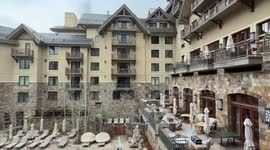 Fresh snowfall blankets Vail in winter white in Colorado, USA