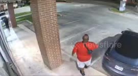 Coworker slips during playful chasing in Arlington, Texas, USA