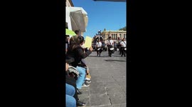 Marching band performance mishap during parade in Zacatecas, Mexico