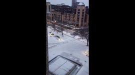 Minneapolis blanketed in snow in Minnesota, USA
