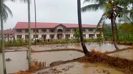 School collapses in front of shocked pupils during heavy rain in Indonesia