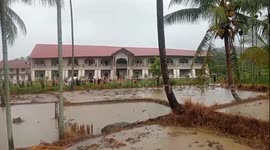 collapsed  building from flood in Aceh