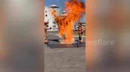 Firefighters demonstrate how NOT to fry a turkey this Thanksgiving