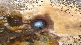 DRONE - Cold-water geyser in Türkiye draws visitors with intermittent eruptions