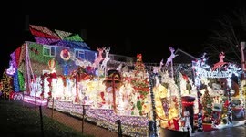Spectacular home decorated with 80,000 Christmas lights in son's memory seen in Kent, UK