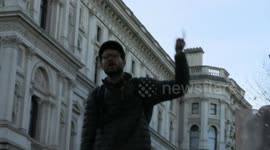 A passionate speech is delivered opposite the Downing Street gates as farmers protest Rachel Reeves’ budget.