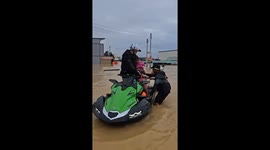 Jet ski champion rescues newborn and mother from flood in southern Thailand