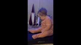 Adorable family moment on vibration plate in Belfast, UK