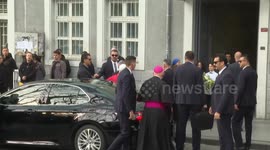 Pope Leo XIV arrives at Holy Spirit Cathedral in Istanbul