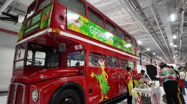 A fun The Grinch inspired tea and cake bus at this years Ideal Home Show At Christmas