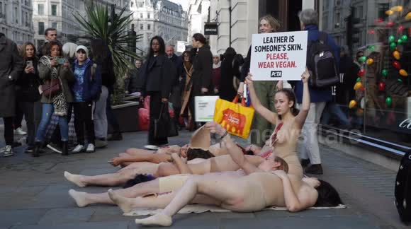 PETA protest against  leather wearing on London's Regent Street