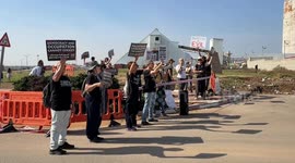 Israeli activists rally outside US base in Kiryat Gat in support of Palestinians