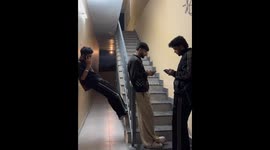 Teen falls off stairs while talking on the phone in Jalandhar, India