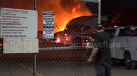 Fire Breaks Out at San Bernardino Truck Yard