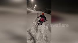 France: Child Wades Through 80 Cm Of New Snow In La Rosiere